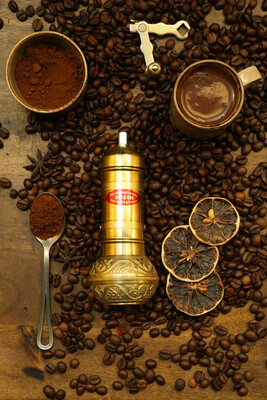 SOZEN BRASS COFFEE GRINDER MILL 16 CM / 6.4 IN