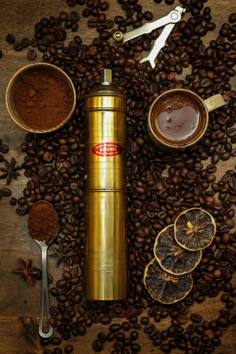 SOZEN BRASS COFFEE GRINDER MILL 23 CM / 9.2 IN - 4