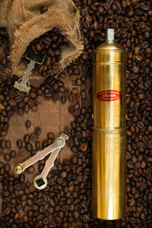 SOZEN BRASS COFFEE GRINDER MILL 23 CM / 9.2 IN - Thumbnail